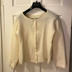 Sézane Gaspard Cardigan, Size L, cream color, Mohair Alpaca polyamide mix